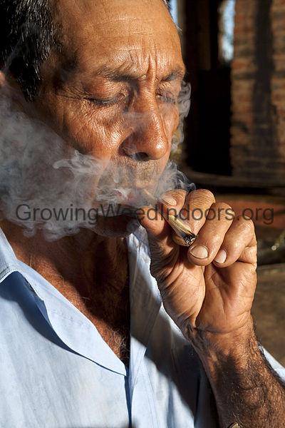 old person smoking weed